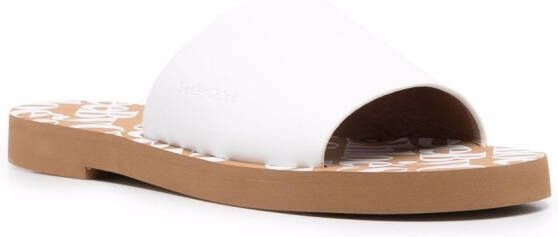 See by Chloé embossed-logo leather slippers White