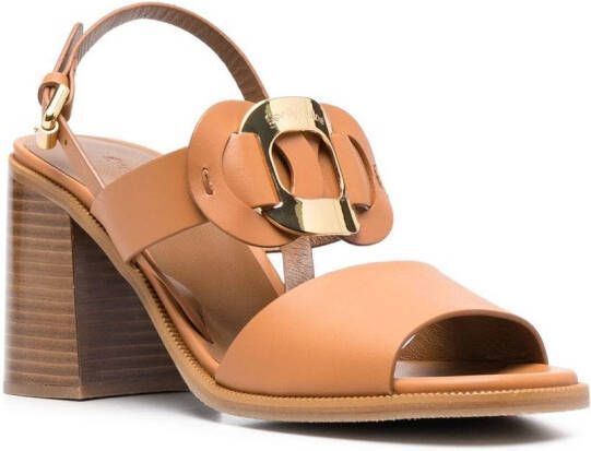 See by Chloé engraved-logo detail sandals Brown
