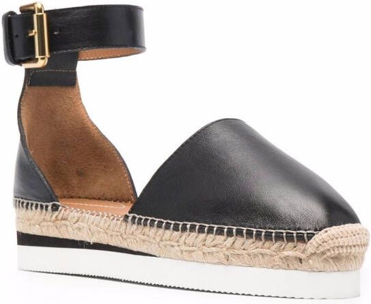 See by Chloé Glyn leather flat espadrilles Black
