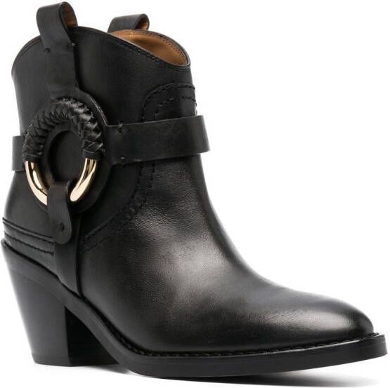 See by Chloé Hana 70mm buckle leather boots Black
