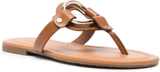 See by Chloé Hana leather flat sandals Brown