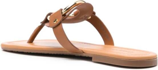See by Chloé Hana leather flat sandals Brown