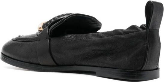 See by Chloé Hana woven-trim loafers Black