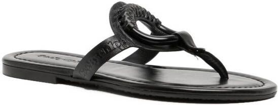 See by Chloé leather braided-detail flip flops Black
