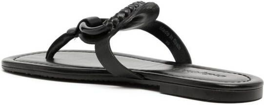 See by Chloé leather braided-detail flip flops Black