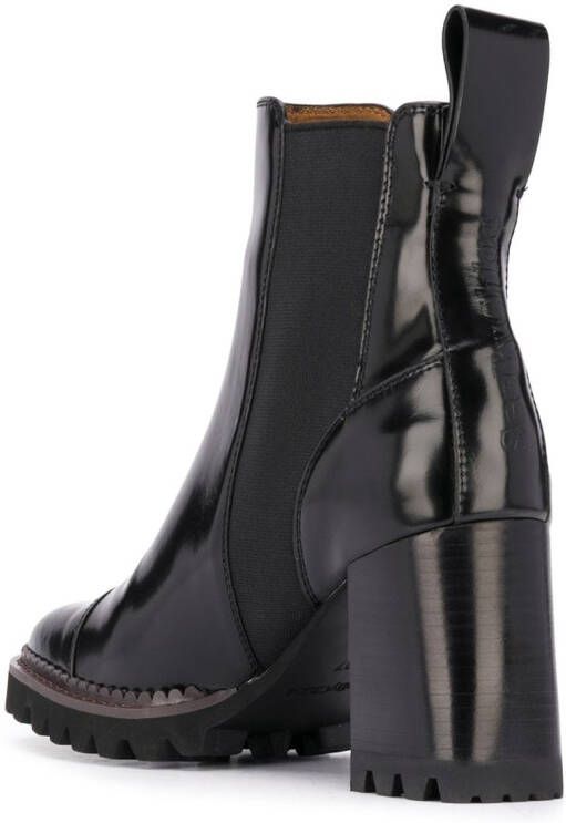 See by Chloé leather chunky heel ankle boots Black