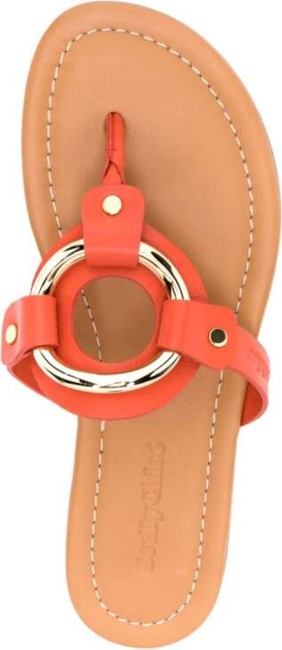 See by Chloé leather flat sandals Orange