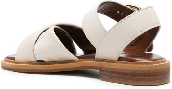 See by Chloé logo-buckle leather sandals Neutrals