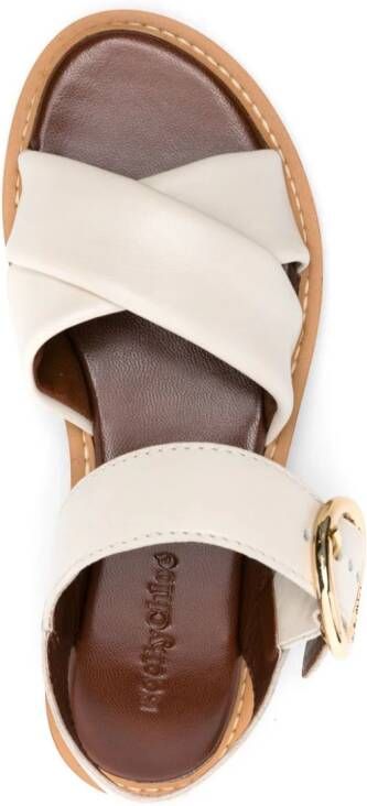 See by Chloé logo-buckle leather sandals Neutrals