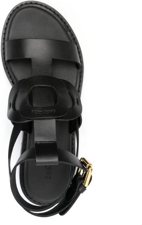 See by Chloé logo-debossed leather sandals Black