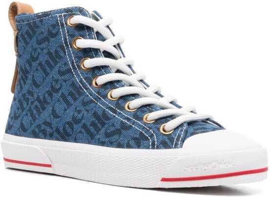 See by Chloé logo-print high-top trainers Blue