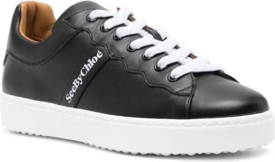 See by Chloé logo-print leather sneakers Black