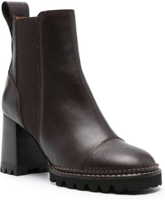See by Chloé Mallory 95mm leather ankle boots Brown