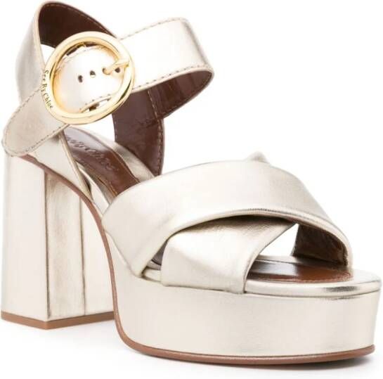 See by Chloé metallic leather platform sandals Gold