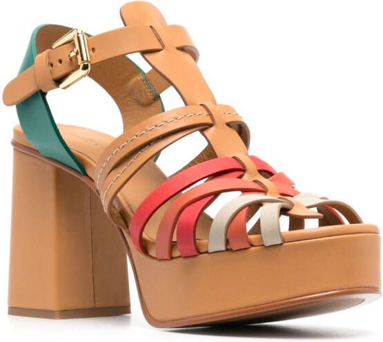 See by Chloé peep-toe 100mm leather sandals Neutrals