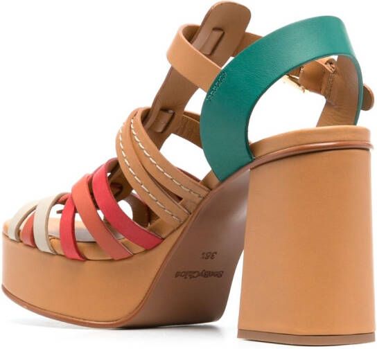 See by Chloé peep-toe 100mm leather sandals Neutrals