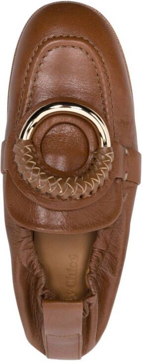 See by Chloé ring-detail leather loafers Brown