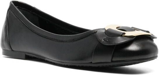 See by Chloé round-shape plaque ballerinas Black