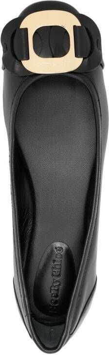 See by Chloé round-shape plaque ballerinas Black