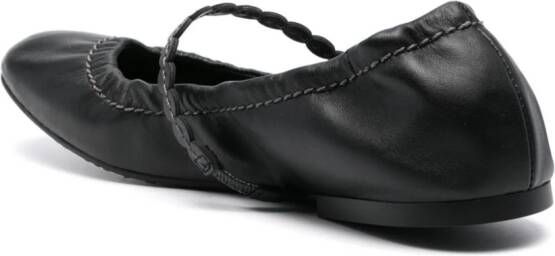 See by Chloé scallop-strap ballerina shoes Black