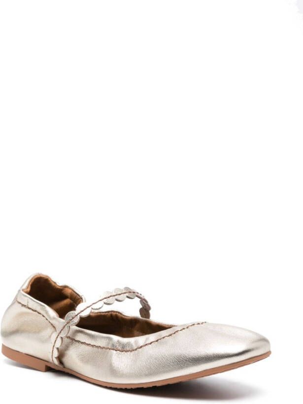 See by Chloé scallop-strap ballerina shoes Gold