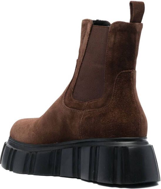 Semicouture chunky ankle leather boots Brown