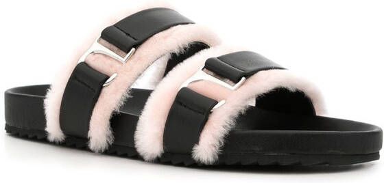 Senso Dalley shearling-trim sandals Black