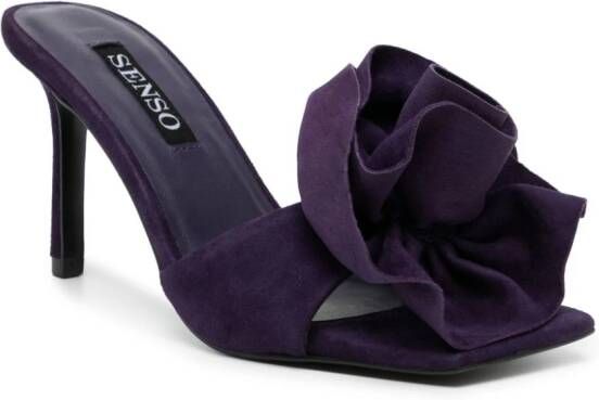 Senso Harlow 85mm floral-appliqué mules Purple