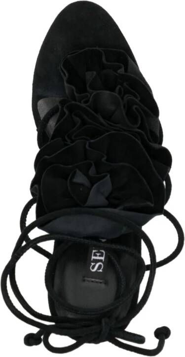 Senso Karli 90mm floral-appliqué sandals Black