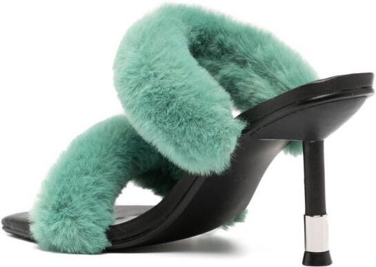 Senso Quisha faux-shearling 90mm sandals Green
