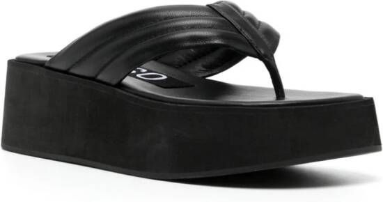 Senso Reese platform leather flip-flops Black