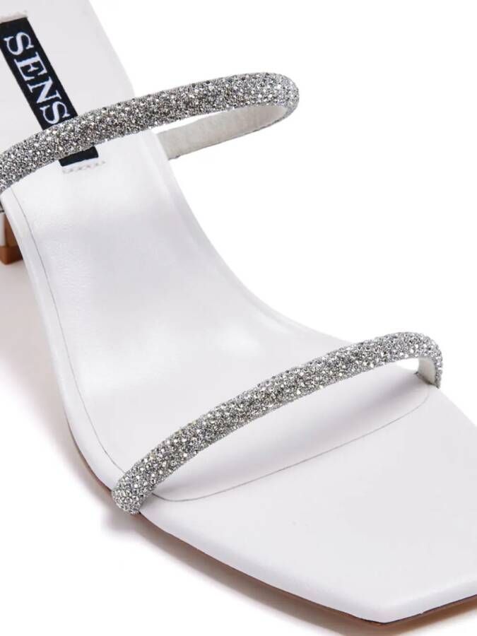 Senso Umber 95mm crystal-embellished mules White