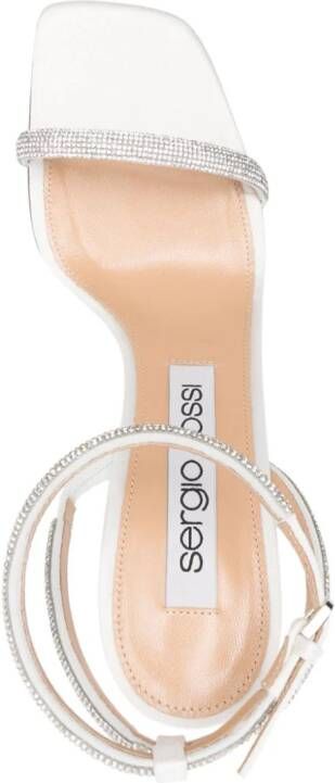 Sergio Rossi 100mm rhinestone-embellished satin sandals Silver