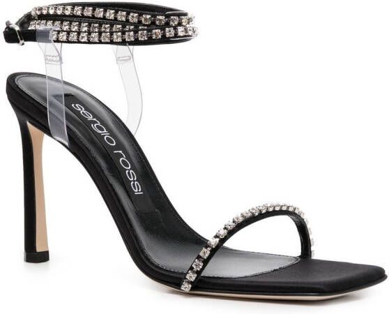 Sergio Rossi Dinasty 95mm crystal-embellished leather sandals Black