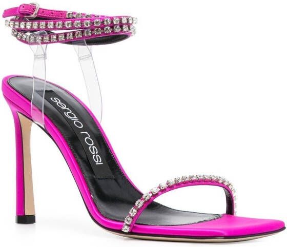 Sergio Rossi 110mm crystal-embellished leather sandals Pink