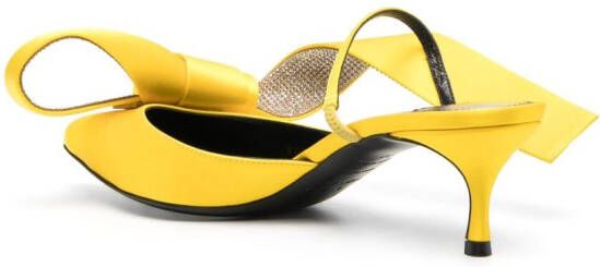 Sergio Rossi 60mm oversize-bow leather mules Yellow