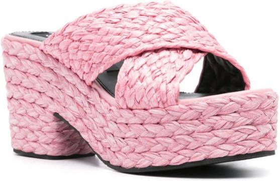 Sergio Rossi 85mm woven-raffia mules Pink