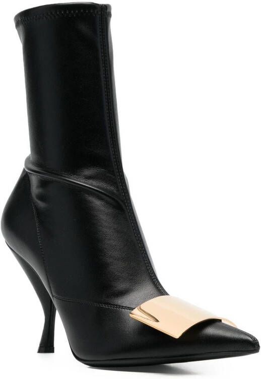 Sergio Rossi 90mm leather heeled boots Black