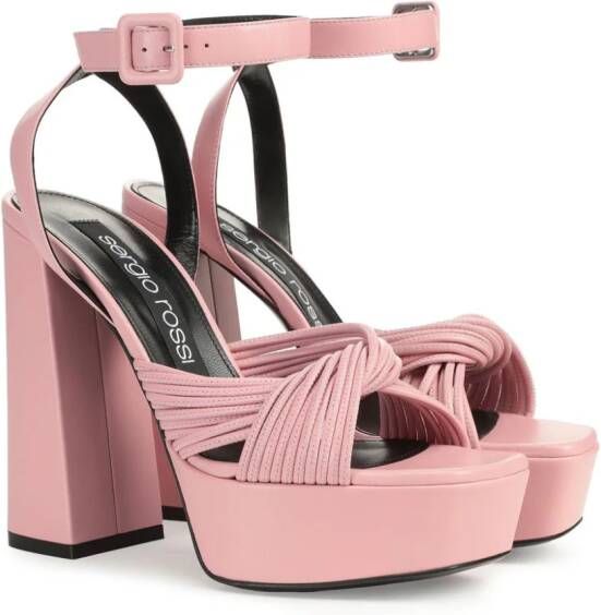 Sergio Rossi Akida leather platform sandals Pink