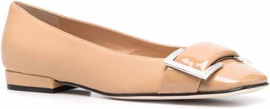 Sergio Rossi buckle-detail leather ballerina shoes Neutrals