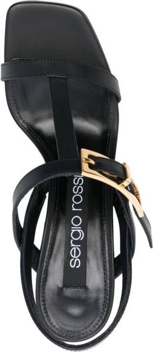 Sergio Rossi buckled T-bar leather sandals Black