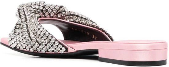 Sergio Rossi crystal-embellished flat sandals Pink