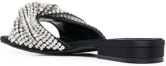 Sergio Rossi crystal-embellished flat sandals Silver