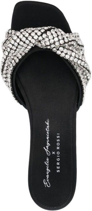 Sergio Rossi crystal-embellished flat sandals Silver