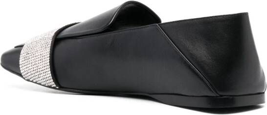 Sergio Rossi crystal-embellished leather ballerina shoes Black