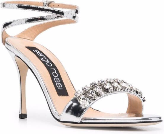 Sergio Rossi Godiva 90mm crystal-embellished sandals Grey