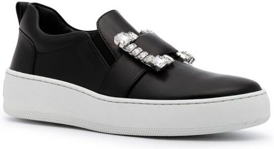 Sergio Rossi crystal-embellished slip-on sneakers Black