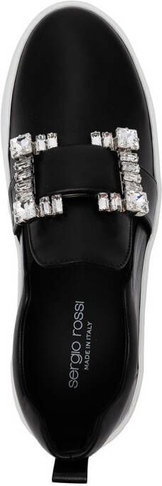 Sergio Rossi crystal-embellished slip-on sneakers Black