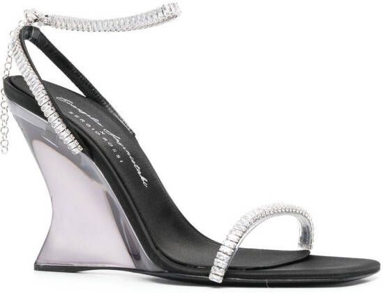 Sergio Rossi crystal-embellished wedge sandals Black