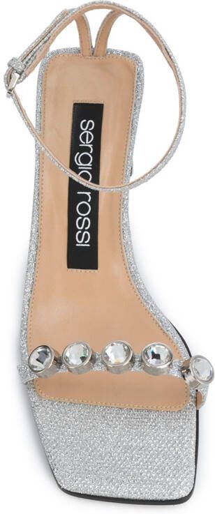 Sergio Rossi crystal glitter sandals Silver
